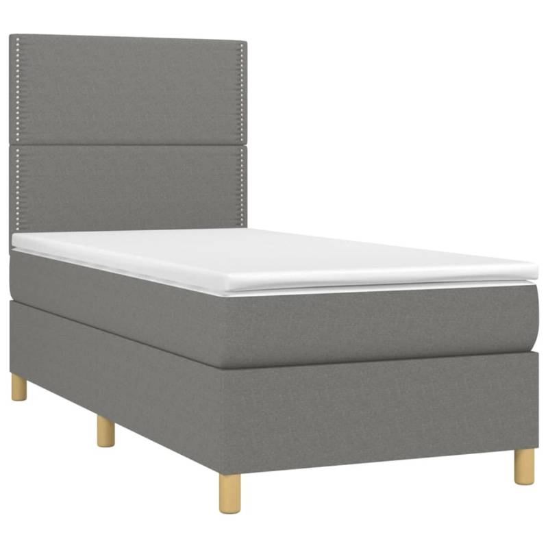 vidaXL Boxspringbett mit Matratze & LED Dunkelgrau 90x200 cm Stoff 3135326 von VIDAXL