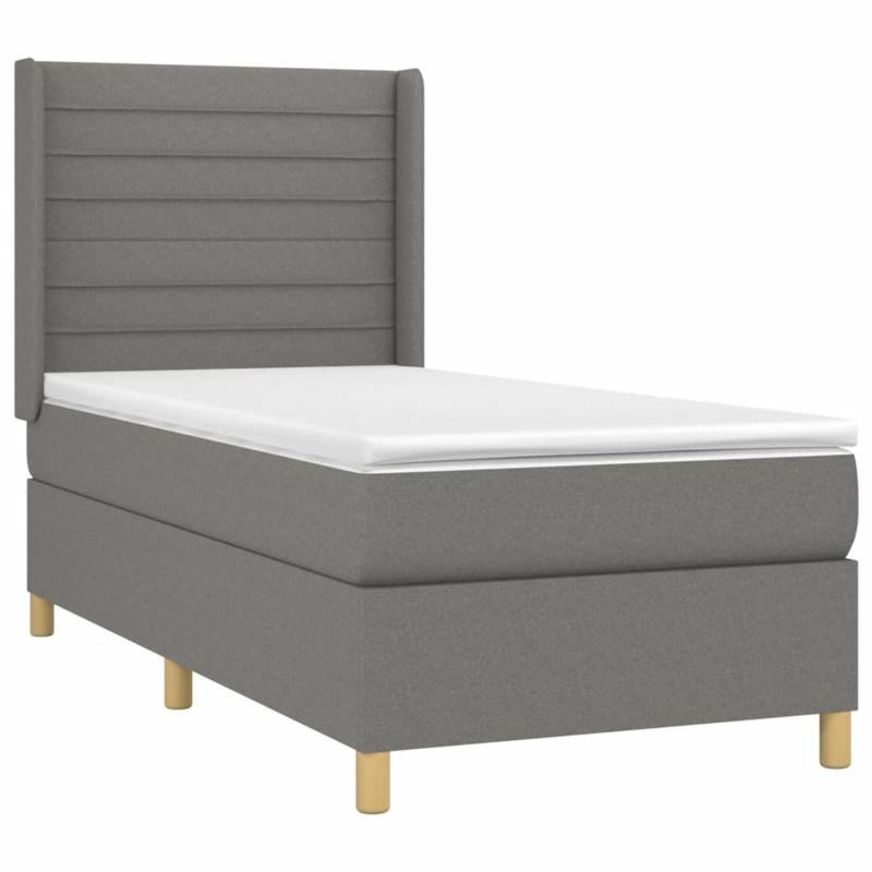 vidaXL Boxspringbett mit Matratze & LED Dunkelgrau 90x200 cm Stoff 3138926 von VIDAXL