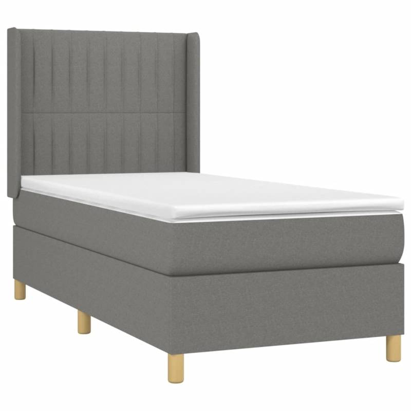 vidaXL Boxspringbett mit Matratze & LED Dunkelgrau 90x200 cm Stoff 3139006 von VIDAXL