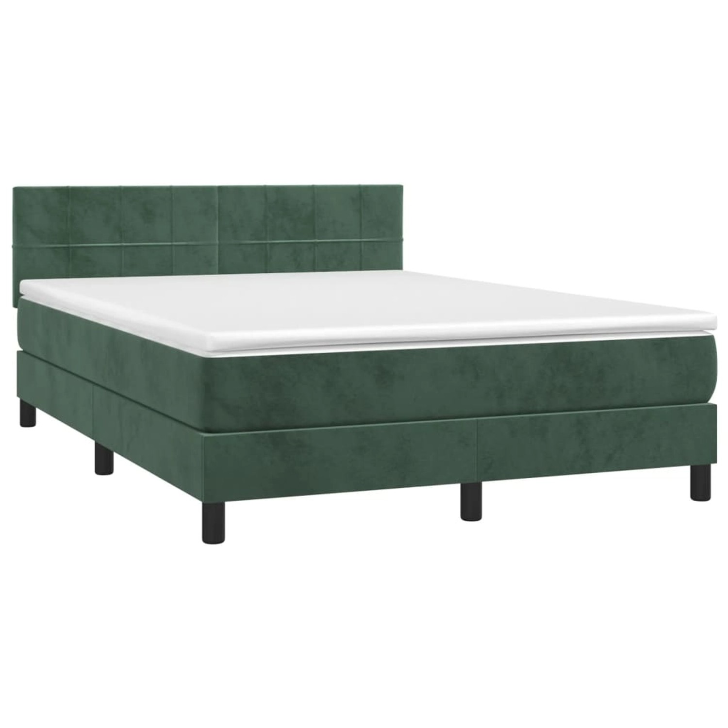 vidaXL Boxspringbett mit Matratze & LED Dunkelgrün 140x190 cm Samt 3134402 vidaXL Boxspringbett mit Matratze & LED Dunkelgrün 140x190 cm Samt 3134402 von VIDAXL