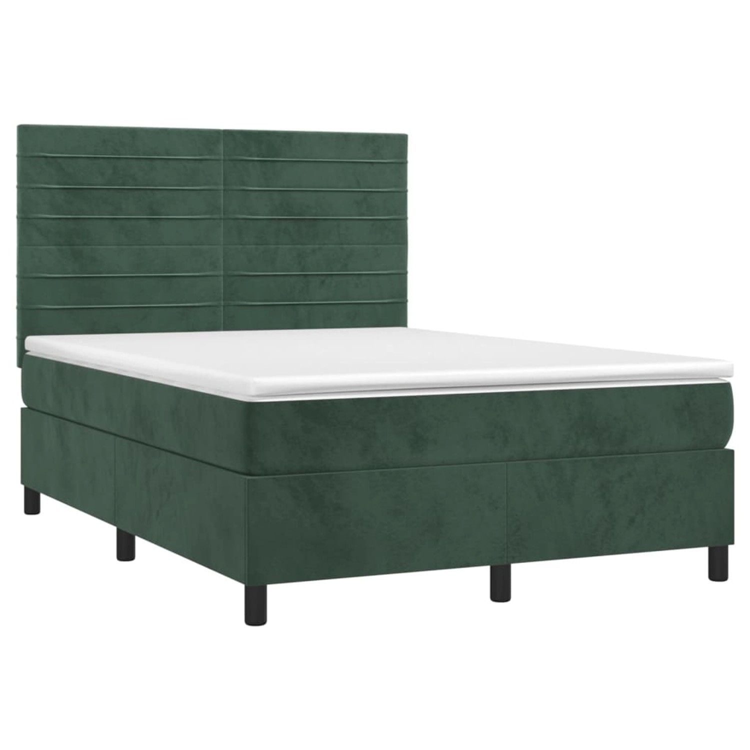 vidaXL Boxspringbett mit Matratze & LED Dunkelgrün 140x190 cm Samt 3136182 vidaXL Boxspringbett mit Matratze & LED Dunkelgrün 140x190 cm Samt 3136182 von VIDAXL