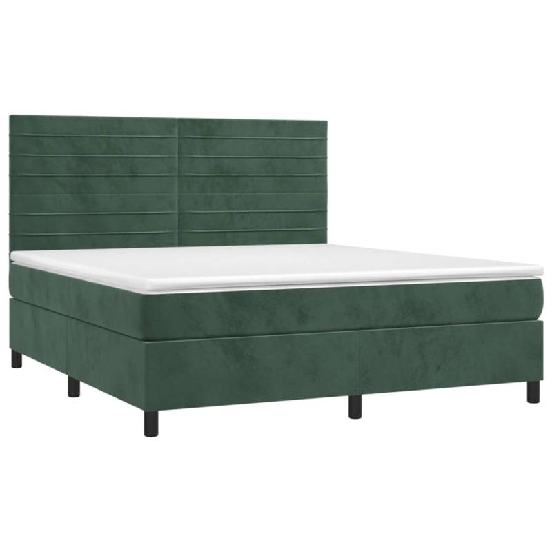 vidaXL Boxspringbett mit Matratze & LED Dunkelgrün 160x200 cm Samt1467842 von VIDAXL