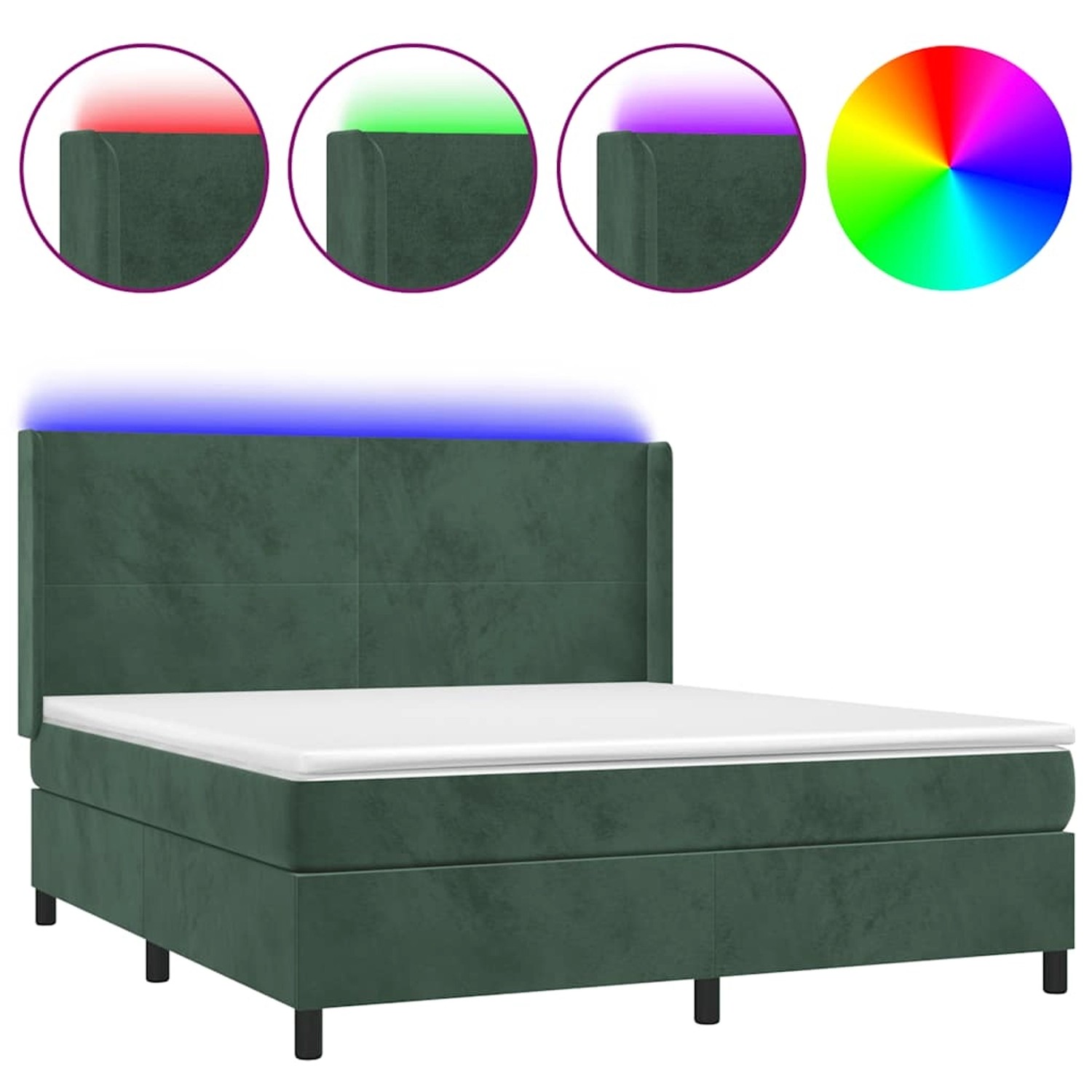 vidaXL Boxspringbett mit Matratze & LED Dunkelgrün 180x200 cm Samt 3139460 vidaXL Boxspringbett mit Matratze & LED Dunkelgrün 180x200 cm Samt 3139460 von VIDAXL