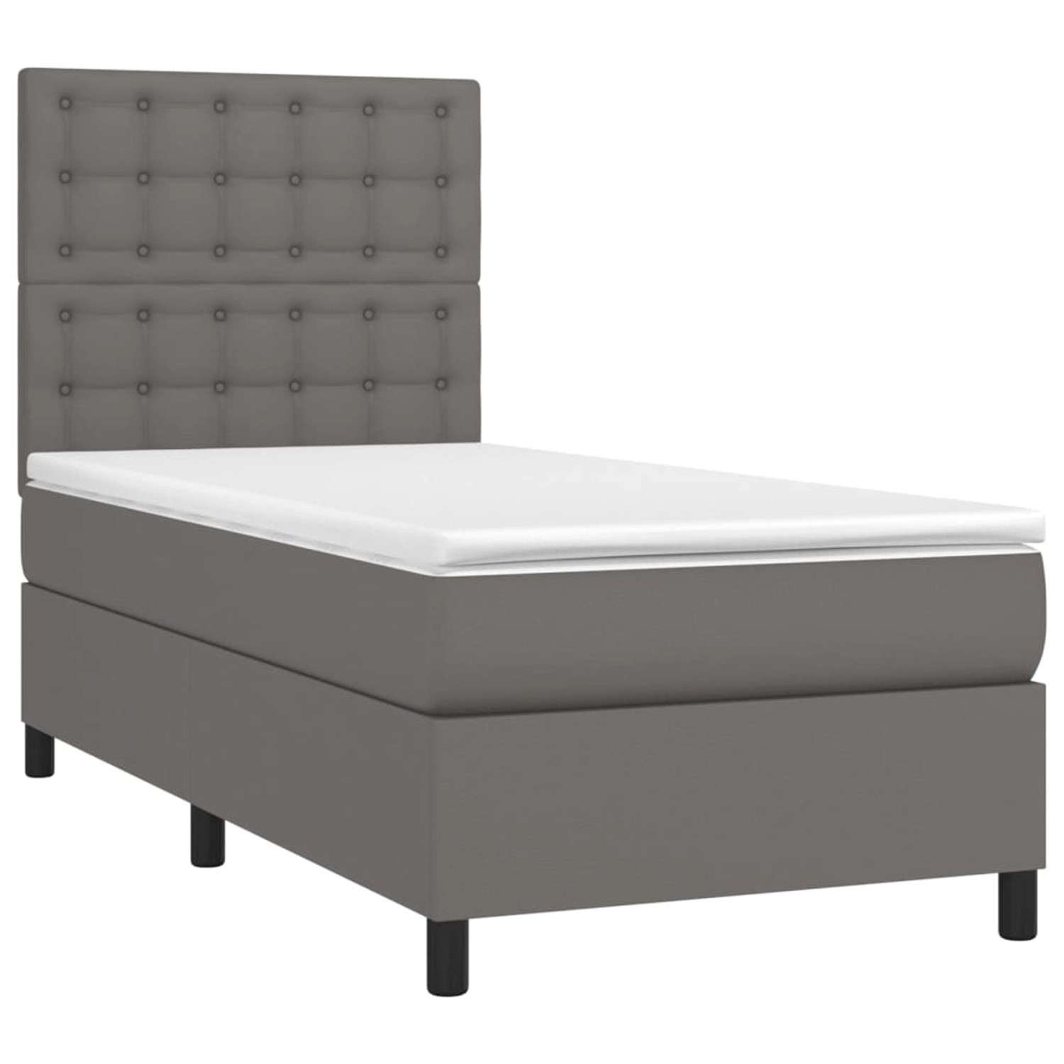 vidaXL Boxspringbett mit Matratze & LED Grau 90x190 cm Kunstleder 3135919 vidaXL Boxspringbett mit Matratze & LED Grau 90x190 cm Kunstleder 3135919 von VIDAXL