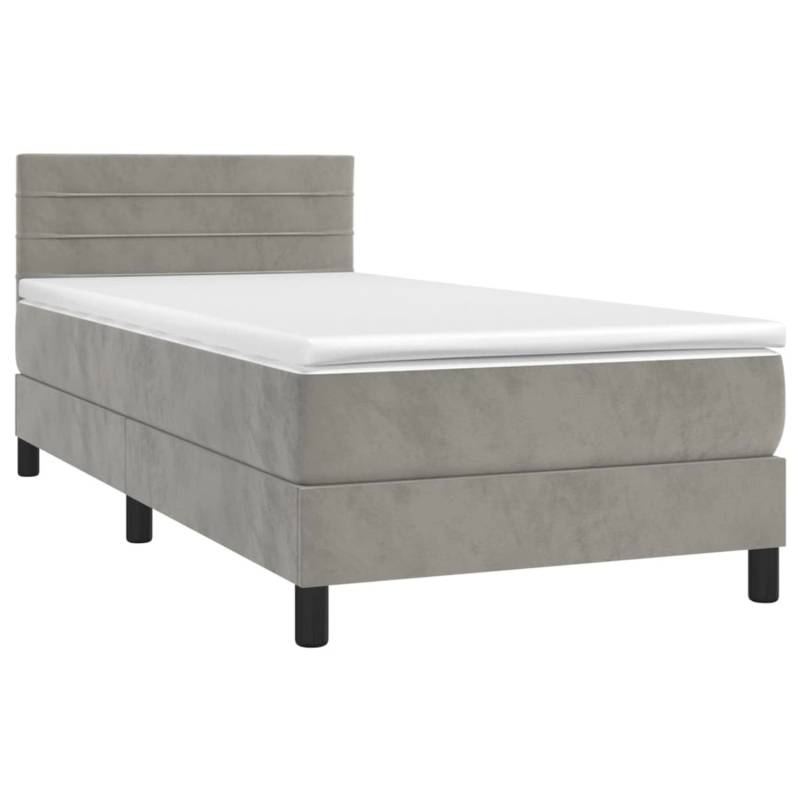 vidaXL Boxspringbett mit Matratze & LED Hellgrau 100x200 cm Samt 3134447 von VIDAXL