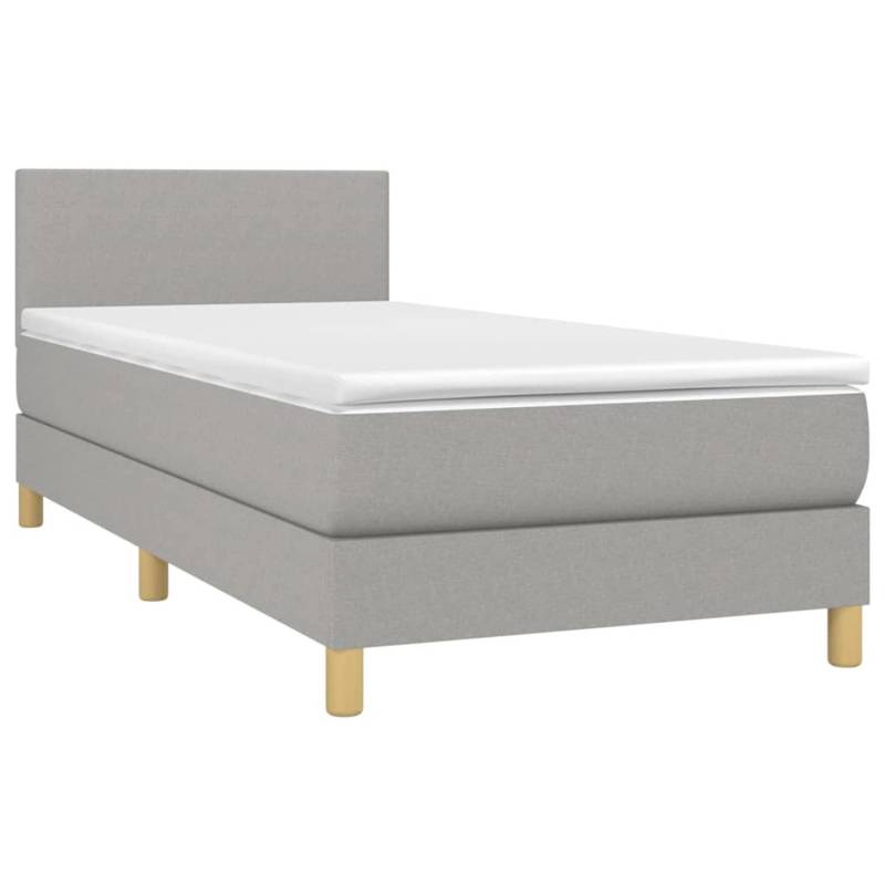 vidaXL Boxspringbett mit Matratze & LED Hellgrau 100x200 cm Stoff 3133533 von VIDAXL