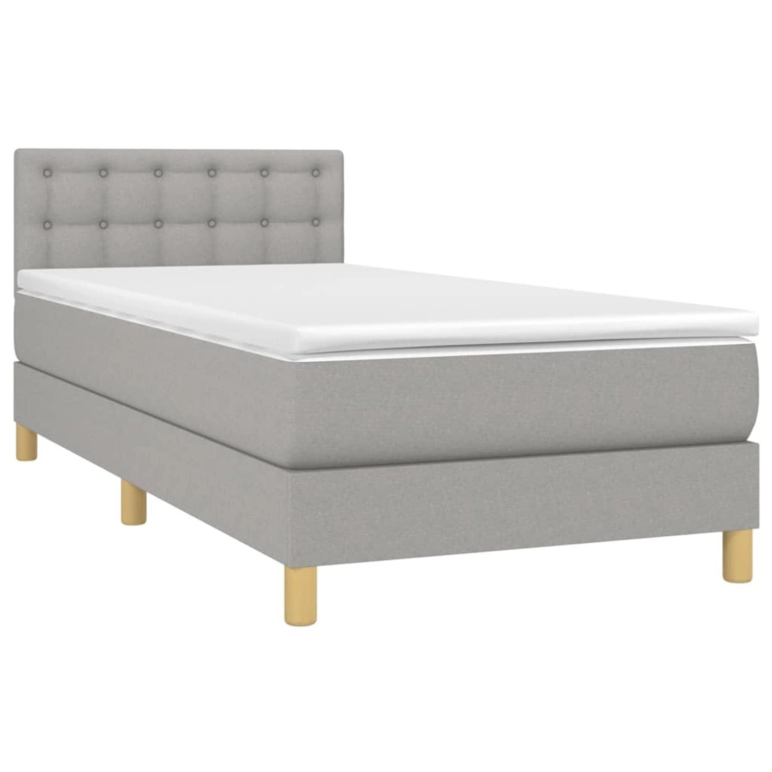 vidaXL Boxspringbett mit Matratze & LED Hellgrau 100x200 cm Stoff 3134013 vidaXL Boxspringbett mit Matratze & LED Hellgrau 100x200 cm Stoff 3134013 von VIDAXL