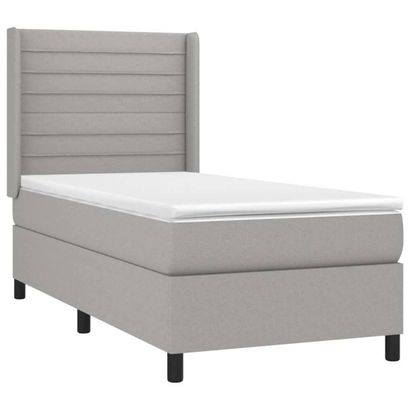 vidaXL Boxspringbett mit Matratze & LED Hellgrau 100x200 cm Stoff 3138373 von VIDAXL