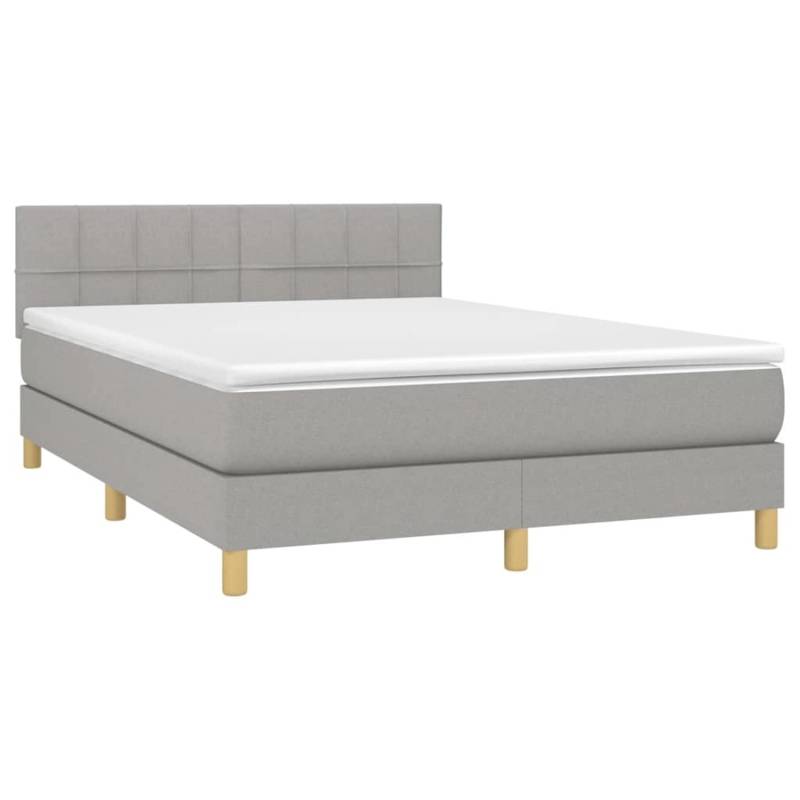 vidaXL Boxspringbett mit Matratze & LED Hellgrau 140x190 cm Stoff 3133709 von VIDAXL