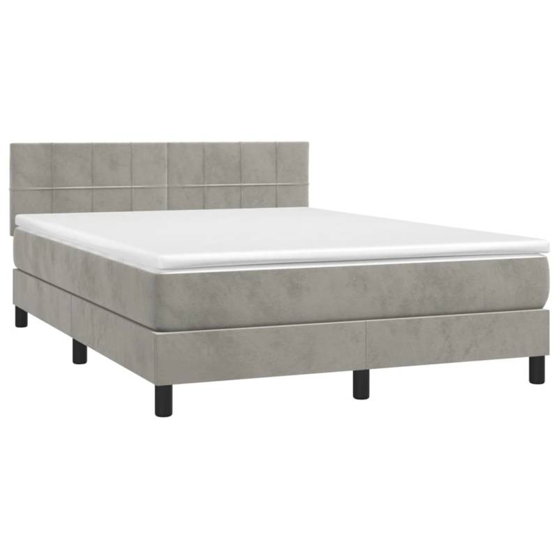 vidaXL Boxspringbett mit Matratze & LED Hellgrau 140x200 cm Samt 3134405 vidaXL Boxspringbett mit Matratze & LED Hellgrau 140x200 cm Samt 3134405 von VIDAXL
