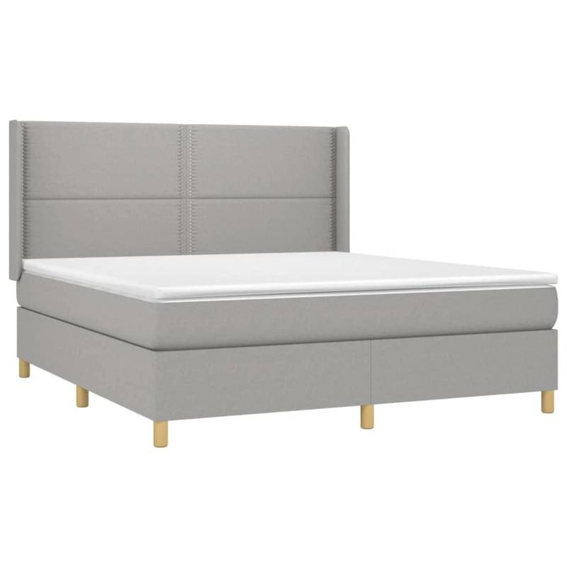 vidaXL Boxspringbett mit Matratze & LED Hellgrau 180x200 cm Stoff 3138813 von VIDAXL