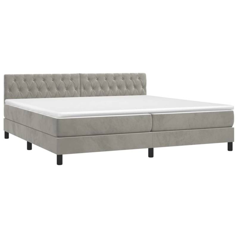 vidaXL Boxspringbett mit Matratze & LED Hellgrau 200x200 cm Samt 3134603 von VIDAXL