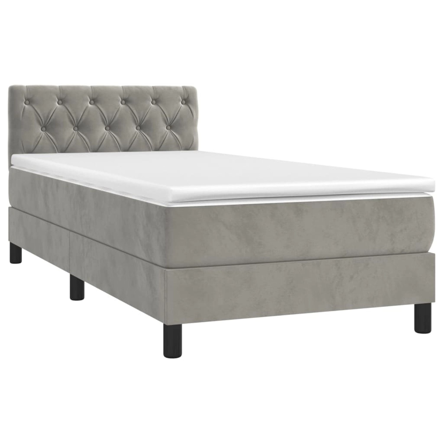 vidaXL Boxspringbett mit Matratze & LED Hellgrau 80x200 cm Samt 3134549 vidaXL Boxspringbett mit Matratze & LED Hellgrau 80x200 cm Samt 3134549 von VIDAXL