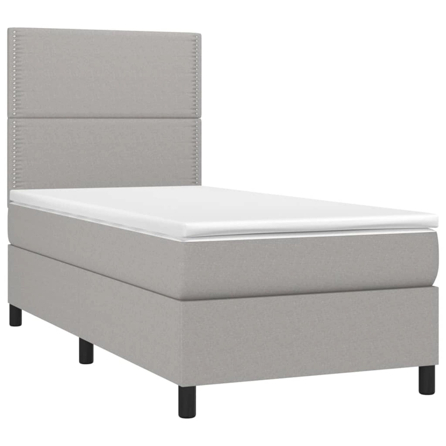vidaXL Boxspringbett mit Matratze & LED Hellgrau 90x190 cm Stoff 3134757 vidaXL Boxspringbett mit Matratze & LED Hellgrau 90x190 cm Stoff 3134757 von VIDAXL