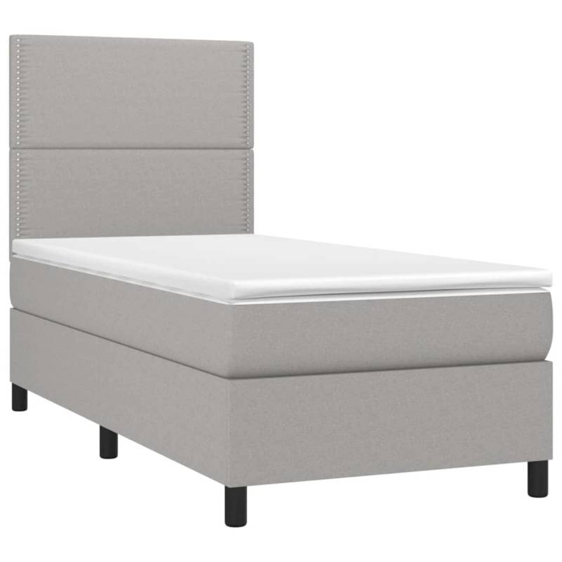 vidaXL Boxspringbett mit Matratze & LED Hellgrau 90x190 cm Stoff 3134757 von VIDAXL