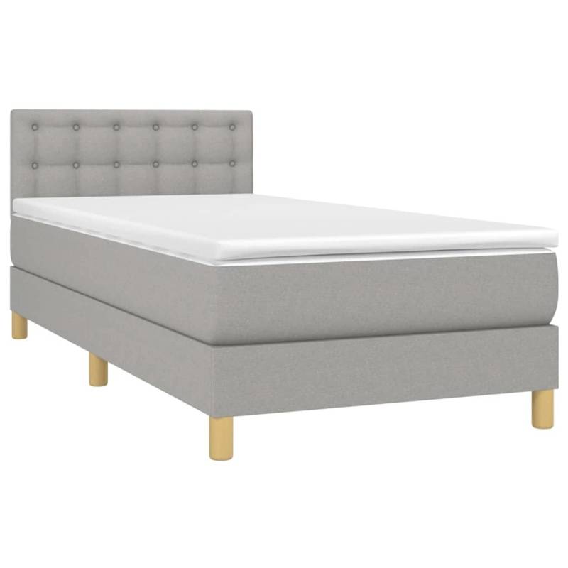 vidaXL Boxspringbett mit Matratze & LED Hellgrau 90x200 cm Stoff 3134005 von VIDAXL