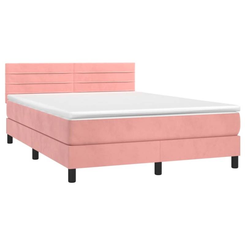 vidaXL Boxspringbett mit Matratze & LED Rosa 140x190 cm Samt 3134464 vidaXL Boxspringbett mit Matratze & LED Rosa 140x190 cm Samt 3134464 von VIDAXL