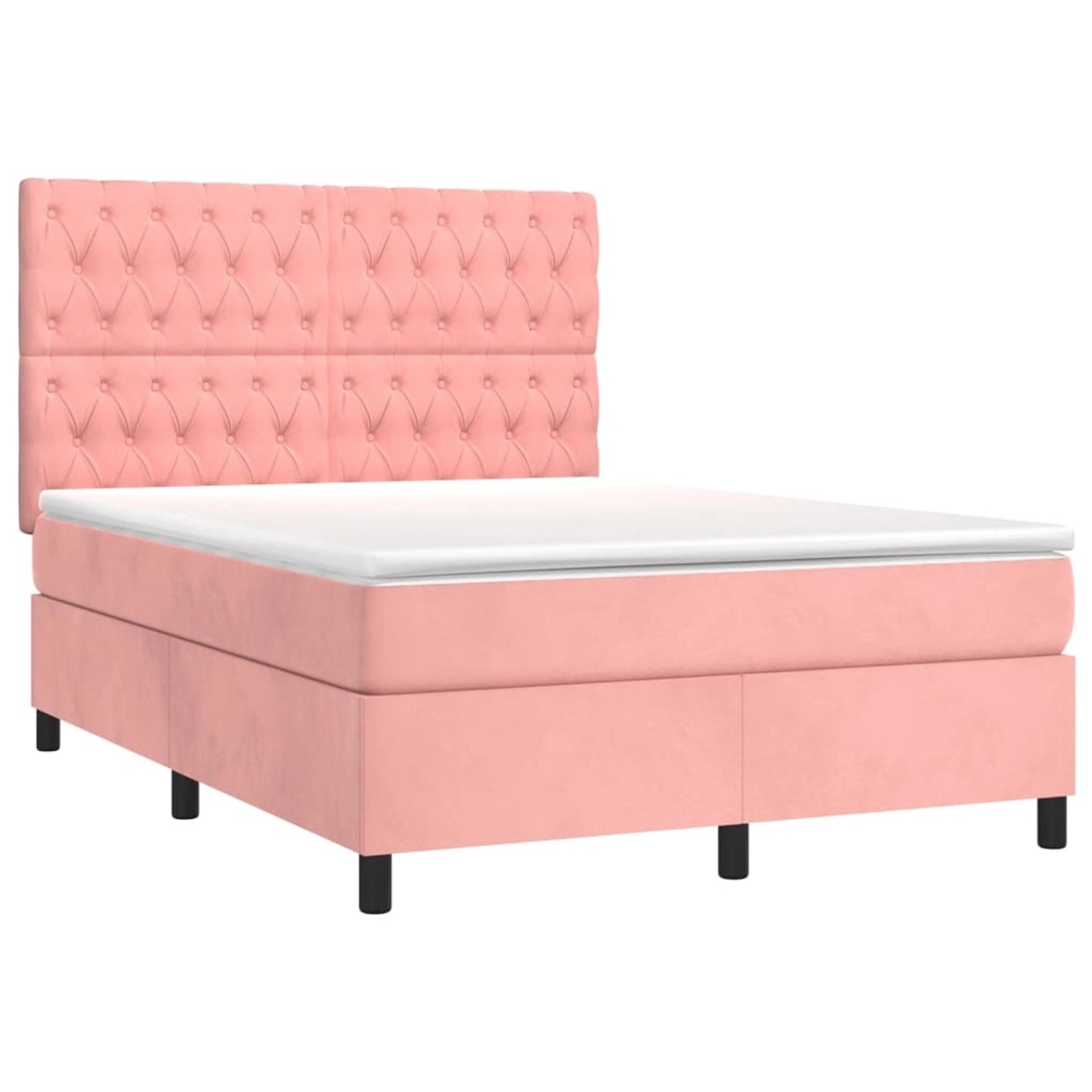 vidaXL Boxspringbett mit Matratze & LED Rosa 140x190 cm Samt 3136304 vidaXL Boxspringbett mit Matratze & LED Rosa 140x190 cm Samt 3136304 von VIDAXL