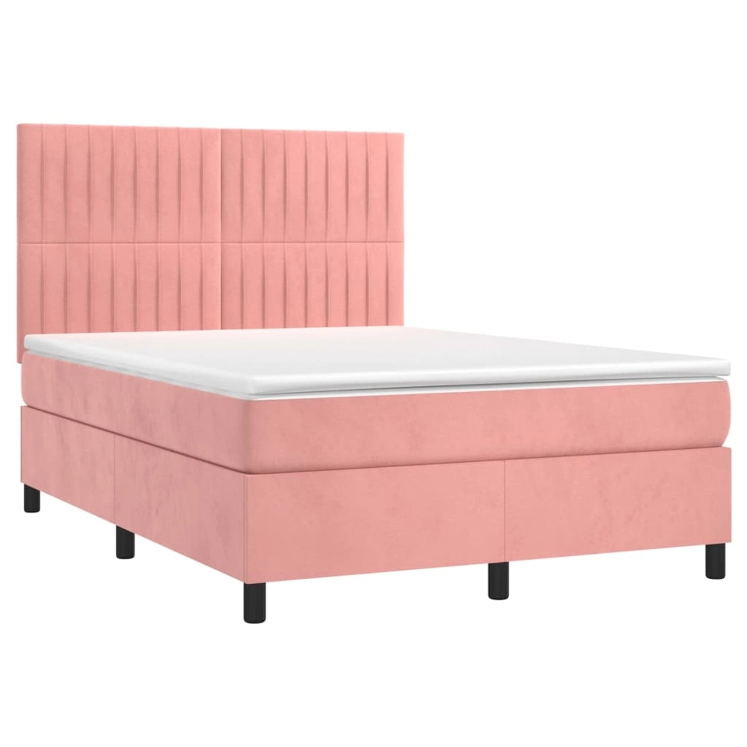 vidaXL Boxspringbett mit Matratze & LED Rosa 140x200 cm Samt 3136250 vidaXL Boxspringbett mit Matratze & LED Rosa 140x200 cm Samt 3136250 von VIDAXL
