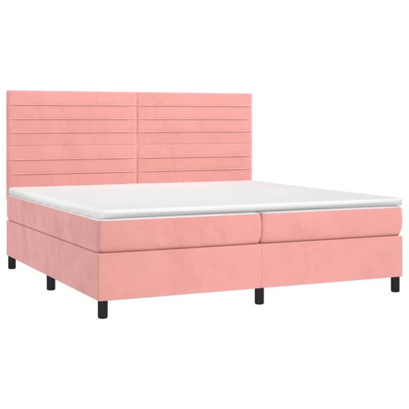 vidaXL Boxspringbett mit Matratze & LED Rosa 200x200 cm Samt 3136208 von VIDAXL
