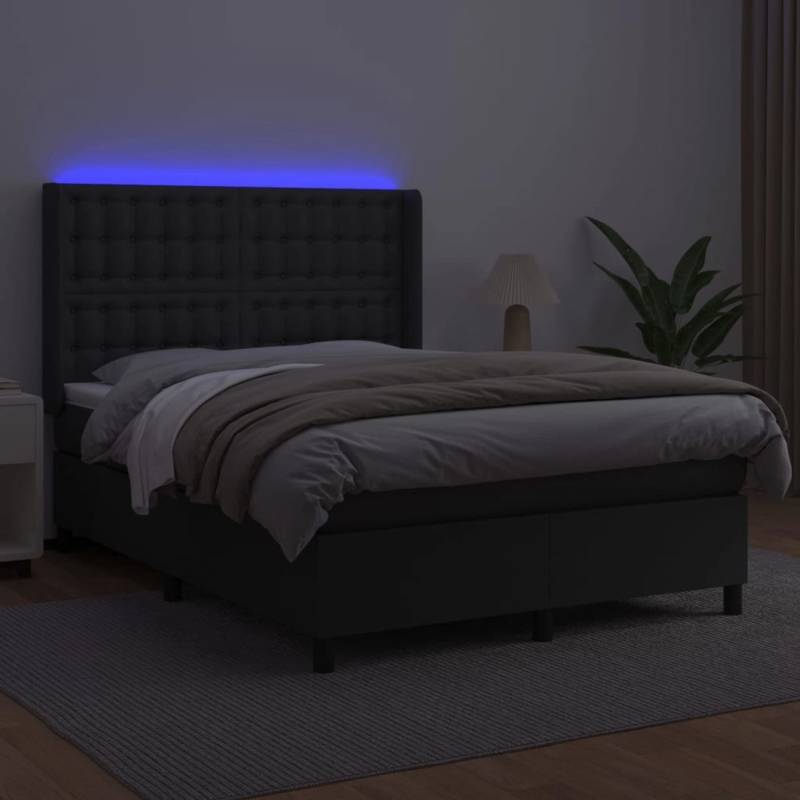 vidaXL Boxspringbett mit Matratze & LED Schwarz 140x190 cm Kunstleder 3139379 vidaXL Boxspringbett mit Matratze & LED Schwarz 140x190 cm Kunstleder 3139379 von VIDAXL