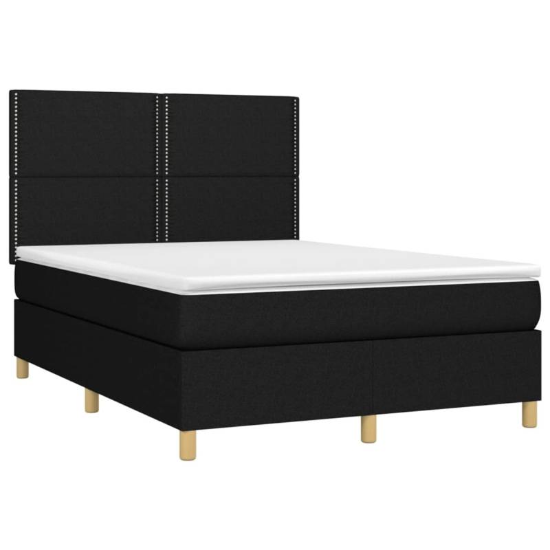 vidaXL Boxspringbett mit Matratze & LED Schwarz 140x190 cm Stoff 3135351 von VIDAXL