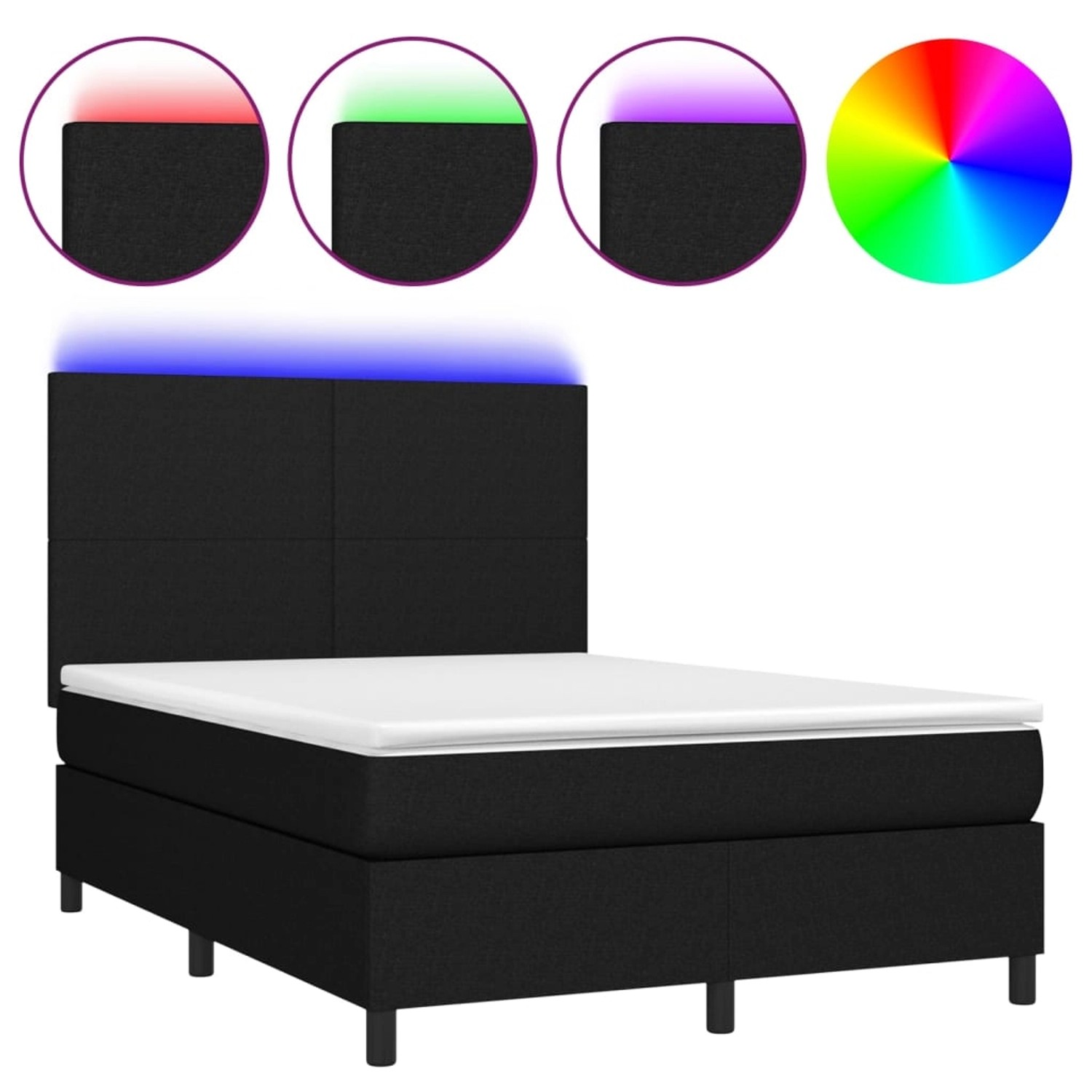 vidaXL Boxspringbett mit Matratze & LED Schwarz 140x190 cm Stoff1468461 vidaXL Boxspringbett mit Matratze & LED Schwarz 140x190 cm Stoff1468461 von VIDAXL