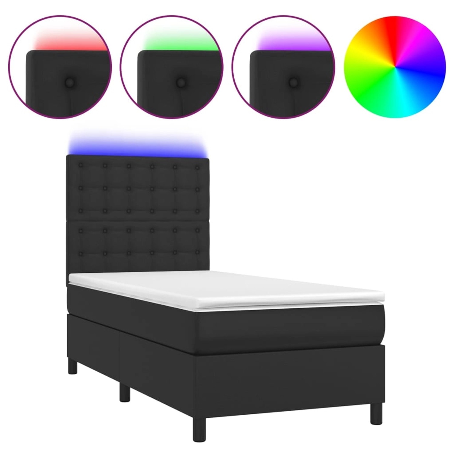 vidaXL Boxspringbett mit Matratze & LED Schwarz 80x200 cm Kunstleder1467824 vidaXL Boxspringbett mit Matratze & LED Schwarz 80x200 cm Kunstleder1467824 von VIDAXL