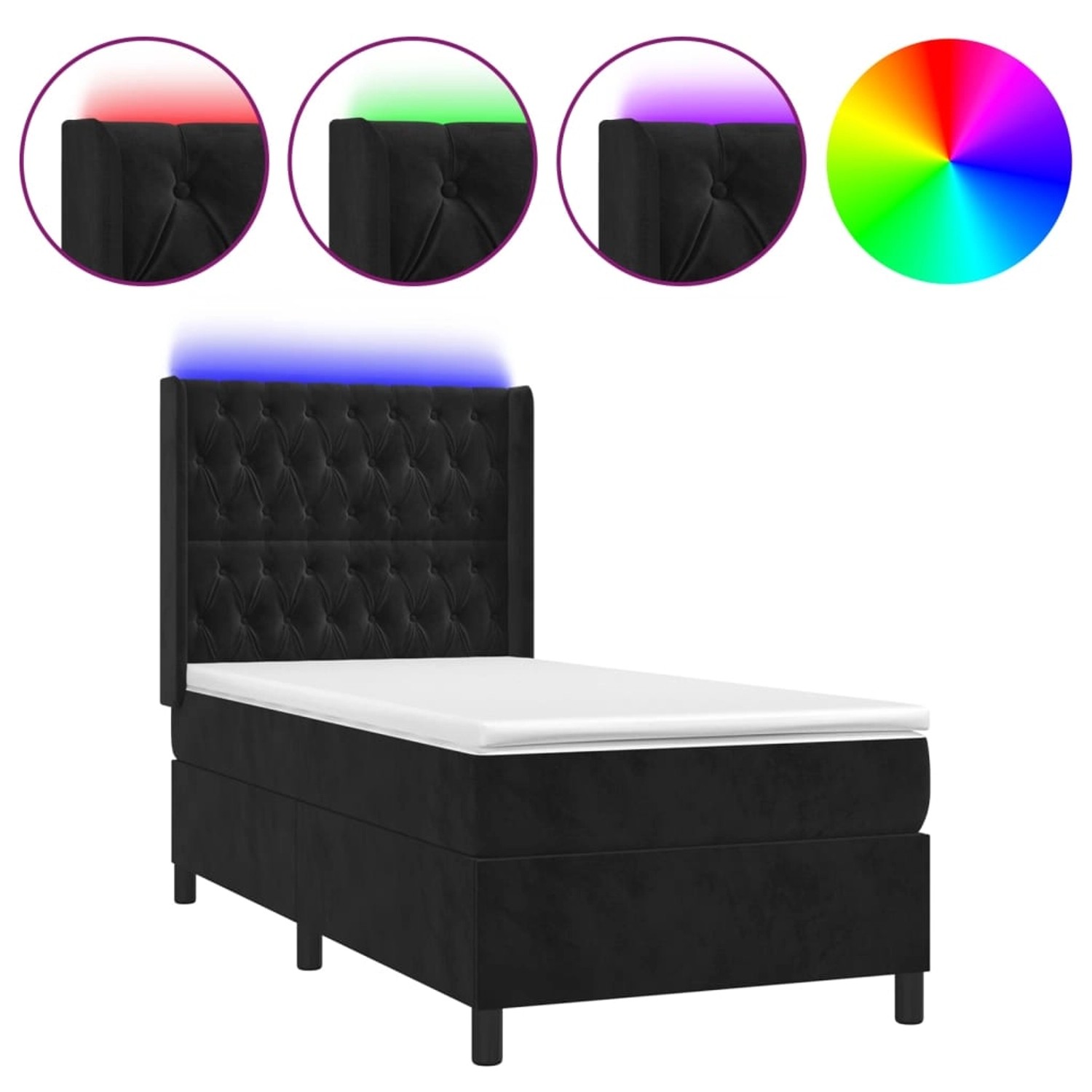 vidaXL Boxspringbett mit Matratze & LED Schwarz 80x200 cm Samt 3139711 vidaXL Boxspringbett mit Matratze & LED Schwarz 80x200 cm Samt 3139711 von VIDAXL