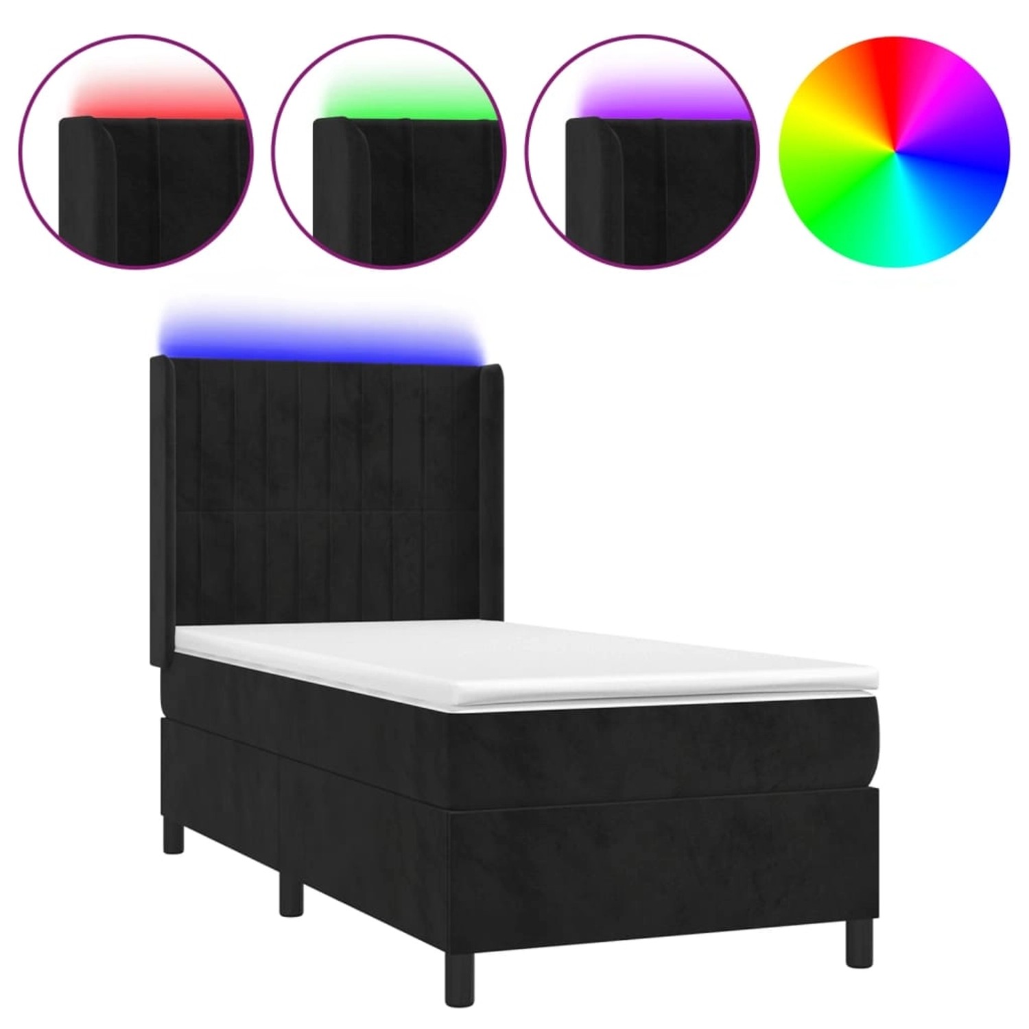 vidaXL Boxspringbett mit Matratze & LED Schwarz 90x200 cm Samt 3139663 vidaXL Boxspringbett mit Matratze & LED Schwarz 90x200 cm Samt 3139663 von VIDAXL