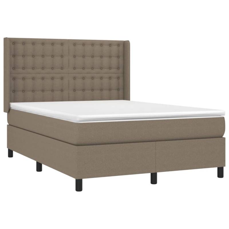 vidaXL Boxspringbett mit Matratze & LED Taupe 140x200 cm Stoff 3138641 von VIDAXL
