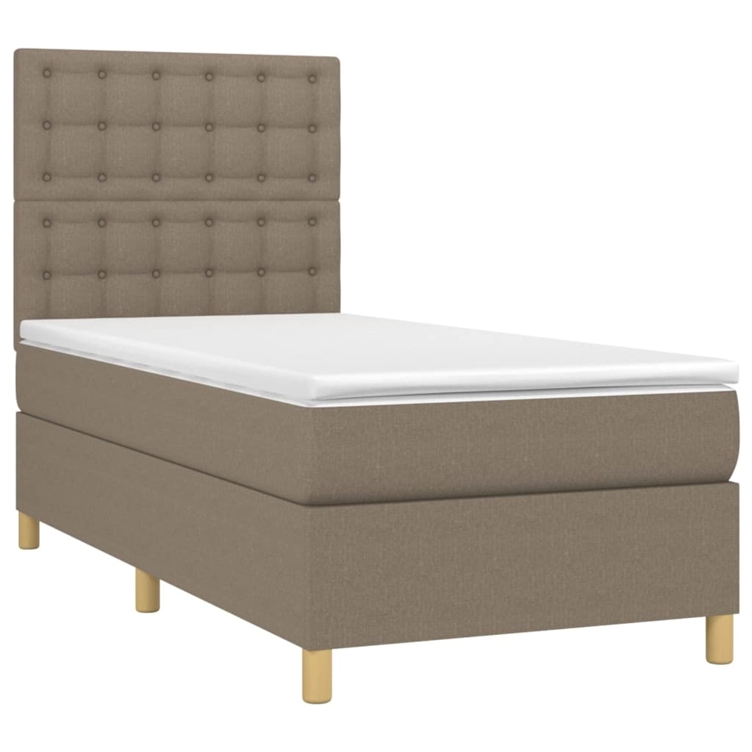 vidaXL Boxspringbett mit Matratze & LED Taupe 90x190 cm Stoff 3135721 vidaXL Boxspringbett mit Matratze & LED Taupe 90x190 cm Stoff 3135721 von VIDAXL