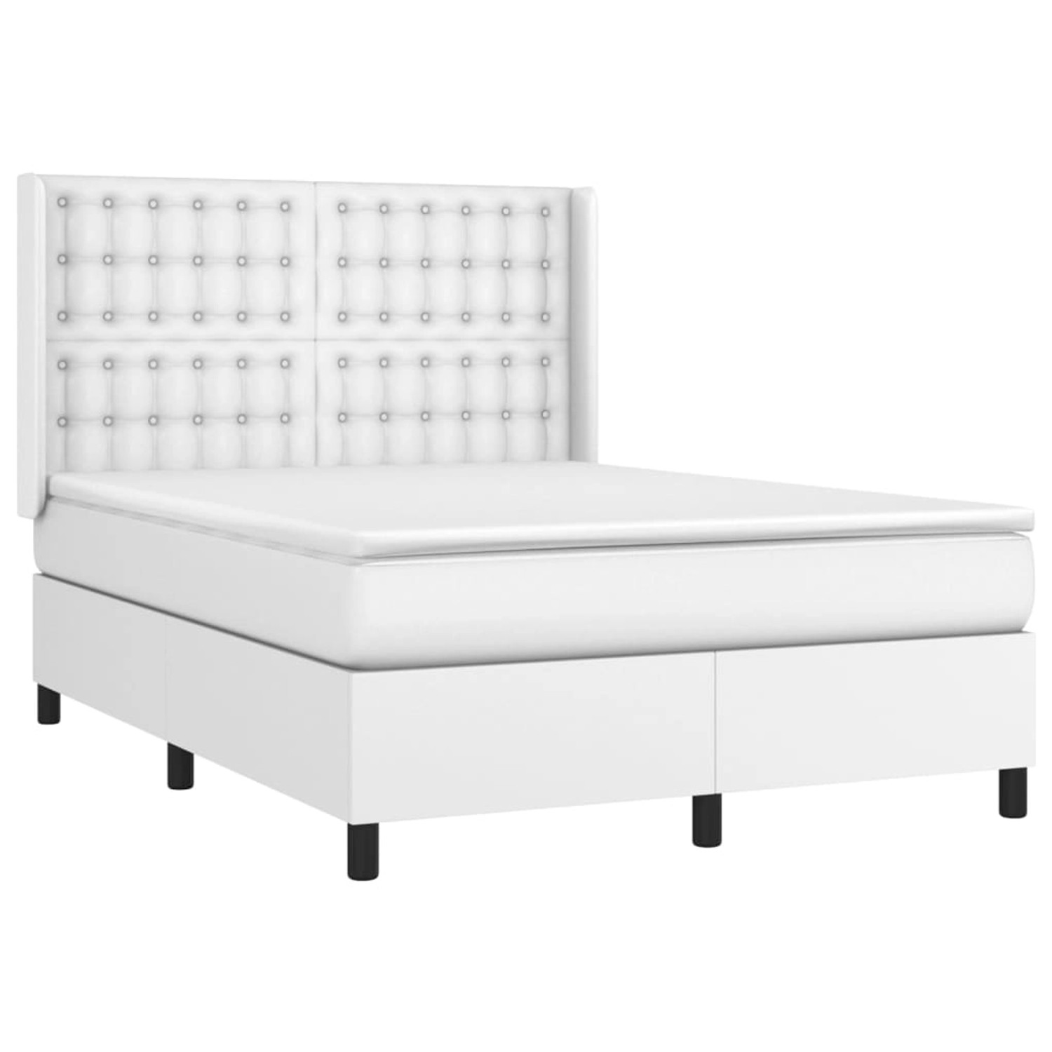 vidaXL Boxspringbett mit Matratze & LED Weiß 140x190 cm Kunstleder 3139380 vidaXL Boxspringbett mit Matratze & LED Weiß 140x190 cm Kunstleder 3139380 von VIDAXL