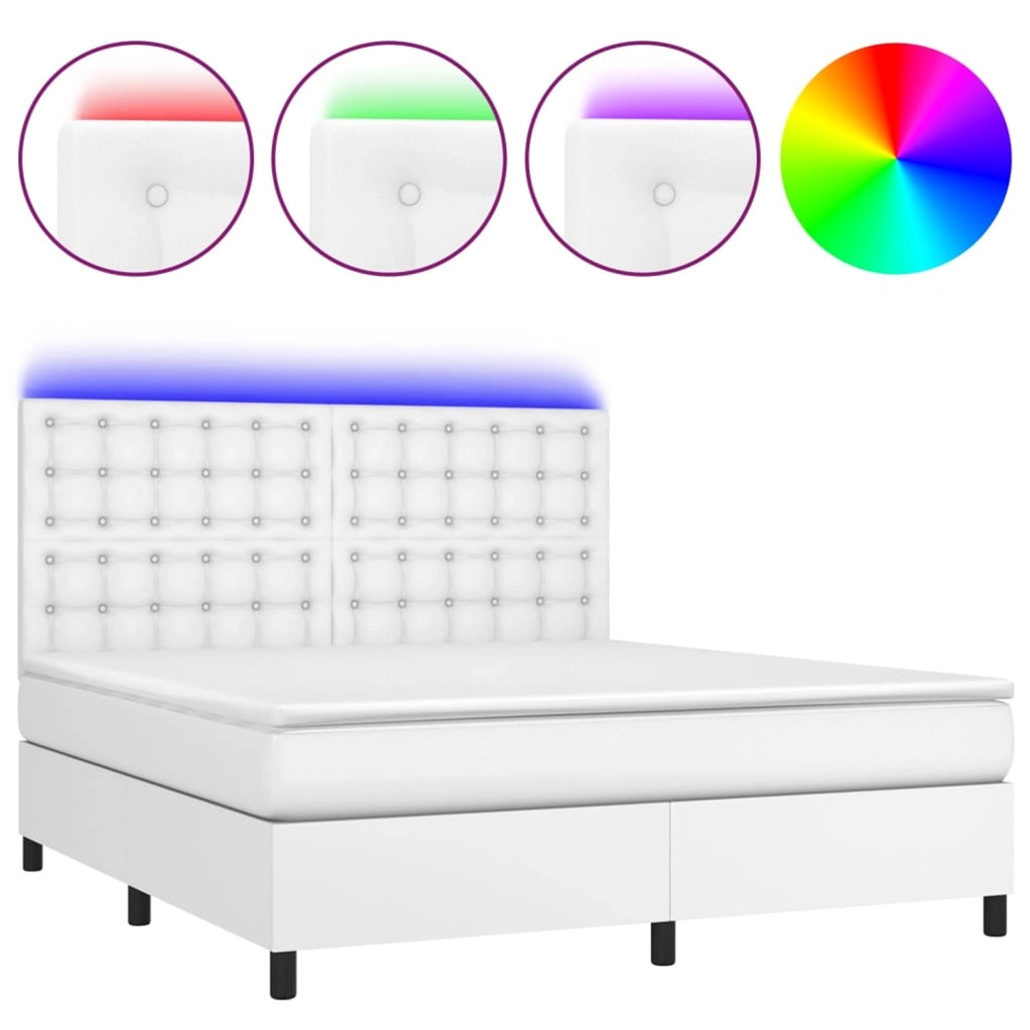 vidaXL Boxspringbett mit Matratze & LED Weiß 160x200 cm Kunstleder 3135952 vidaXL Boxspringbett mit Matratze & LED Weiß 160x200 cm Kunstleder 3135952 von VIDAXL