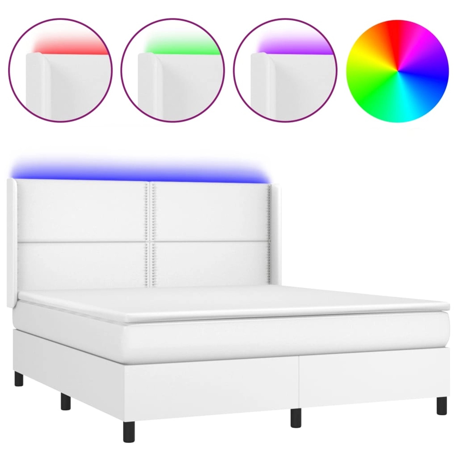 vidaXL Boxspringbett mit Matratze & LED Weiß 160x200 cm Kunstleder 3139332 vidaXL Boxspringbett mit Matratze & LED Weiß 160x200 cm Kunstleder 3139332 von VIDAXL