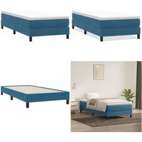 vidaXL Boxspringbett ohne Matratze Dunkelblau 100x210 cm Samt von VIDAXL