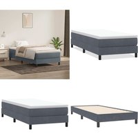 vidaXL Boxspringbett ohne Matratze Dunkelgrau 100x220 cm Samt von VIDAXL