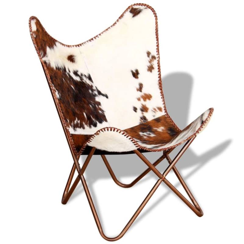 vidaXL Butterfly-Sessel Braun und Weiß Echtes Kuhfell von VIDAXL