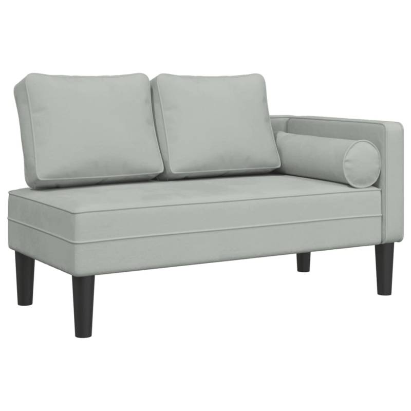 vidaXL Chaiselongue mit Kissen Hellgrau Samt von VIDAXL