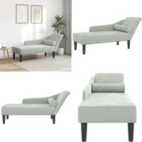 vidaXL Chaiselongue mit Kissen Hellgrau Samt von VIDAXL