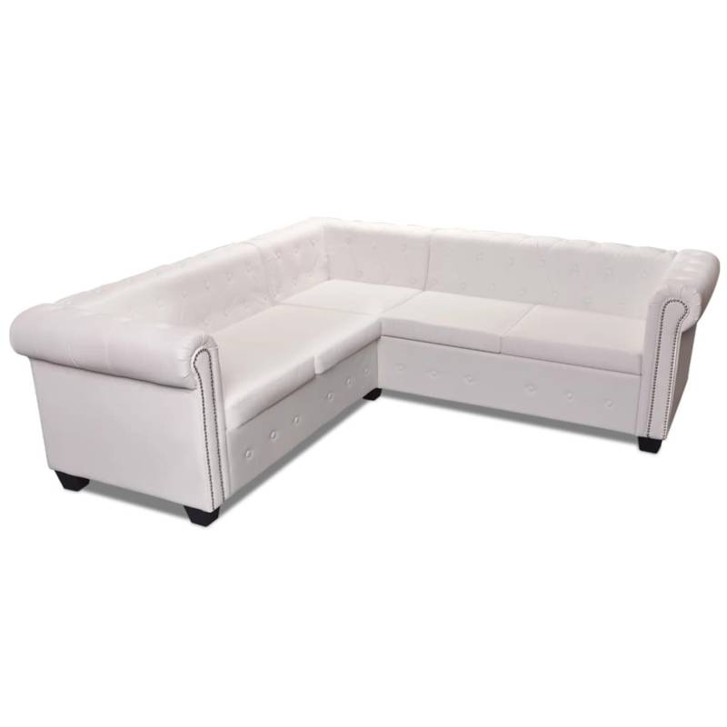 vidaXL Chesterfield Ecksofa 5-Sitzer Kunstleder Weiß von VIDAXL