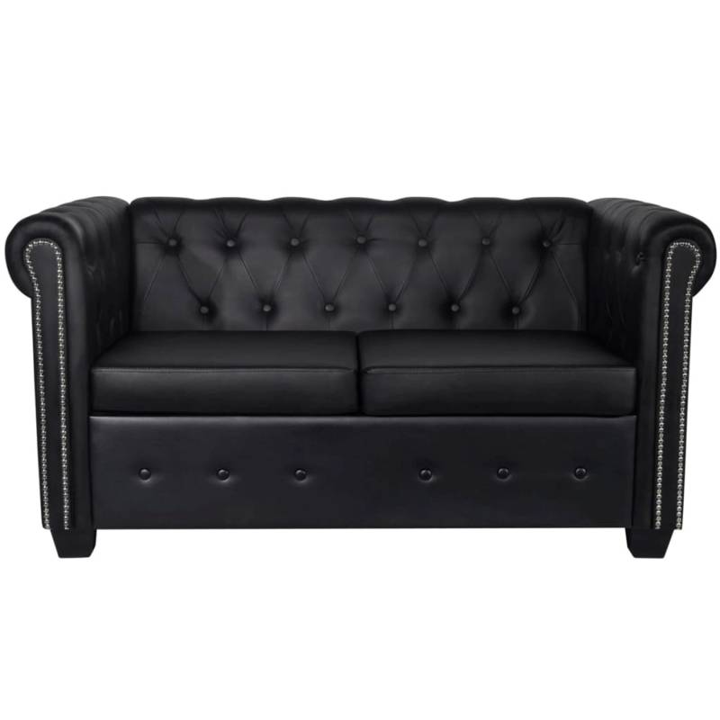 vidaXL Chesterfield-Sofa 2-Sitzer Kunstleder Schwarz von VIDAXL