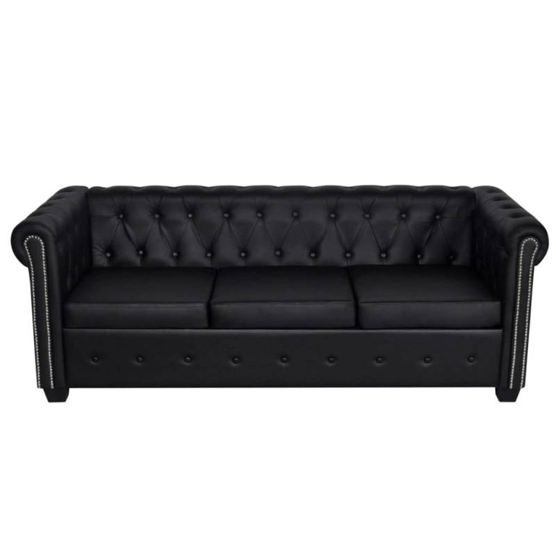 vidaXL Chesterfield-Sofa 3-Sitzer Kunstleder Schwarz von VIDAXL