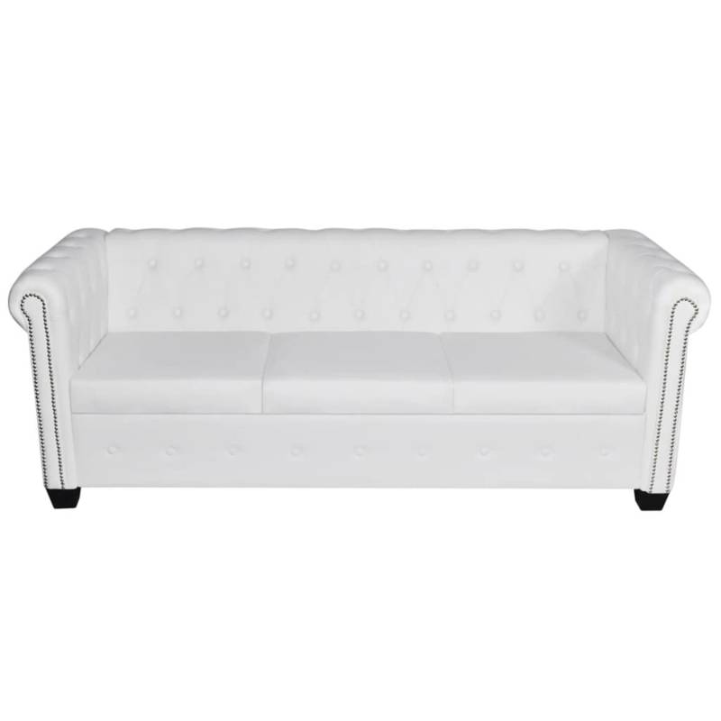 vidaXL Chesterfield-Sofa 3-Sitzer Kunstleder Weiß von VIDAXL