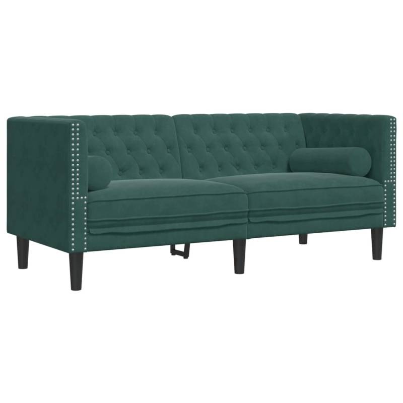 vidaXL Chesterfield-Sofa mit Nackenrollen 2-Sitzer Dunkelgrün Samt 2157819 von VIDAXL