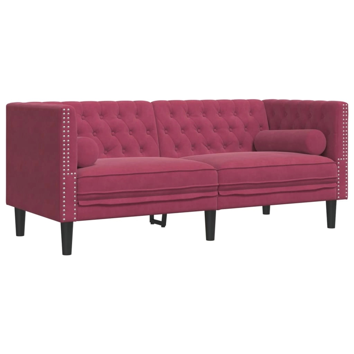 vidaXL Chesterfield-Sofa mit Nackenrollen 2-Sitzer Weinrot Samt 2157818 von VIDAXL