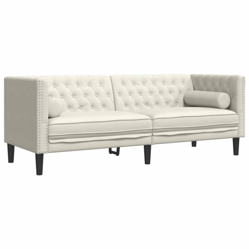 vidaXL Chesterfield-Sofa mit Nackenrollen 3-Sitzer Creme Samt 2157823 von VIDAXL