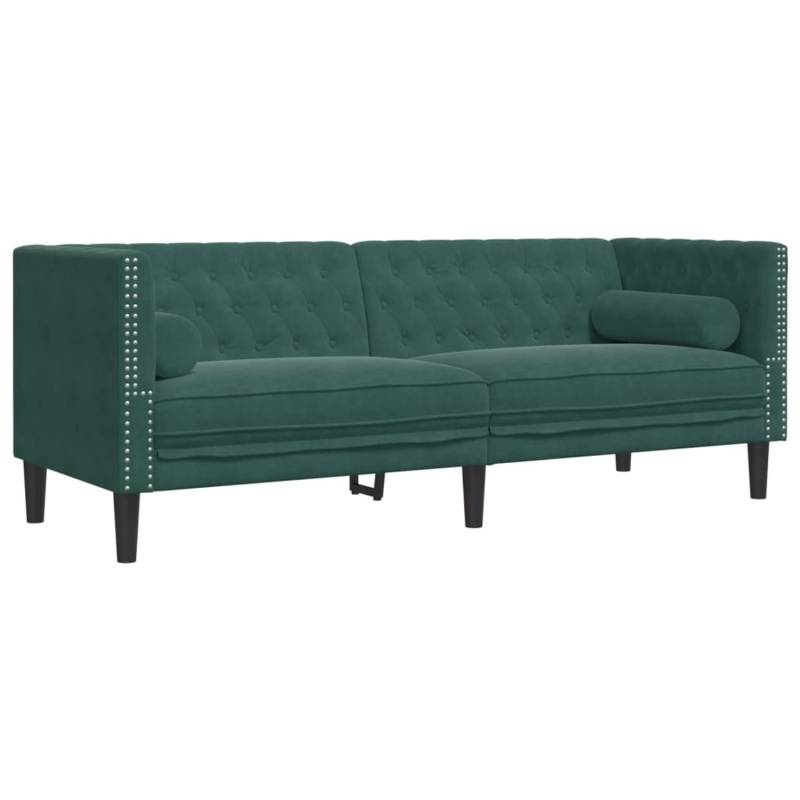 vidaXL Chesterfield-Sofa mit Nackenrollen 3-Sitzer Dunkelgrün Samt 2144774 von VIDAXL