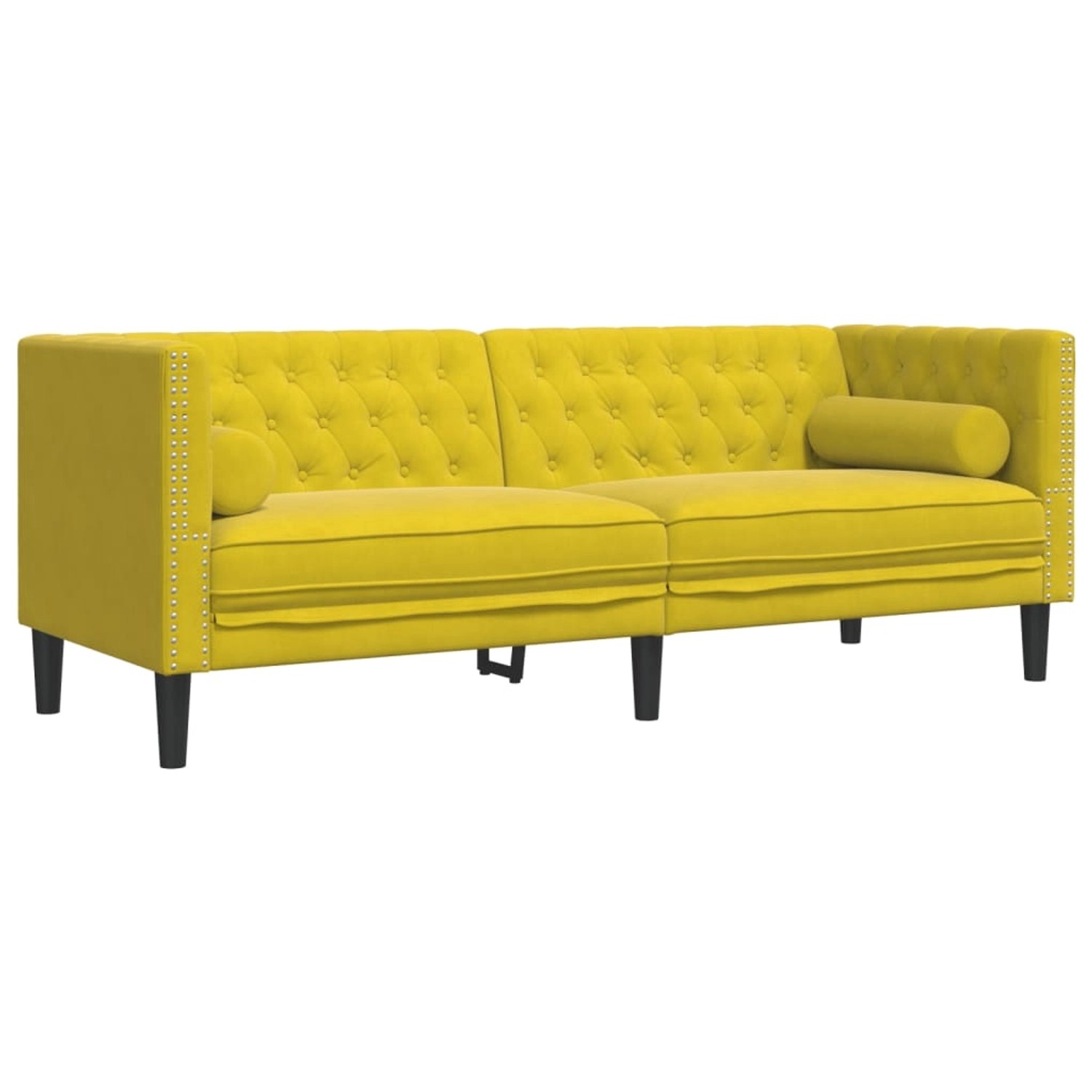 vidaXL Chesterfield-Sofa mit Nackenrollen 3-Sitzer Gelb Samt 2149525 von VIDAXL