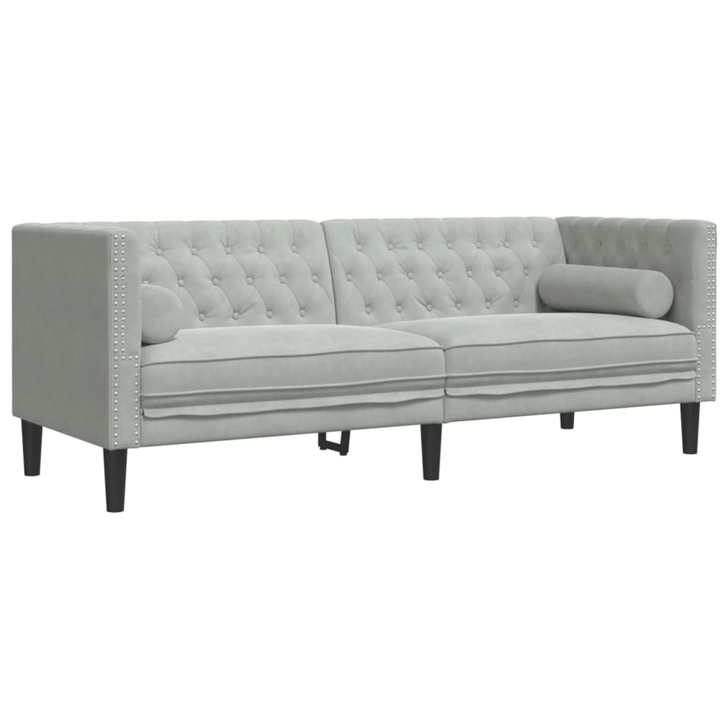 vidaXL Chesterfield-Sofa mit Nackenrollen 3-Sitzer Hellgrau Samt 2157821 vidaXL Chesterfield-Sofa mit Nackenrollen 3-Sitzer Hellgrau Samt 2157821 von VIDAXL